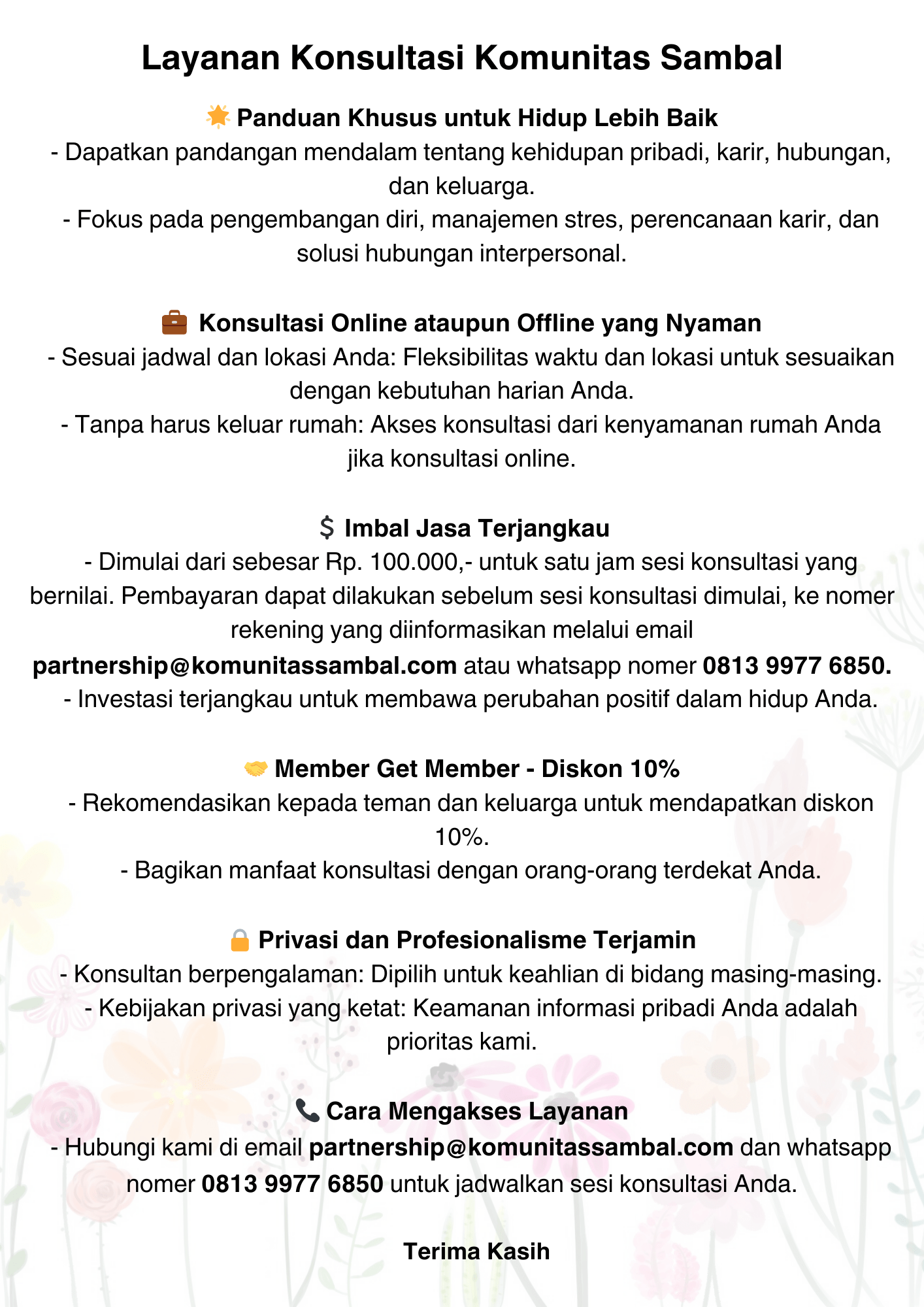 KOMUNITAS SAMBAL - Solidaritas Anak Muda Berbasis Ahlak dan Loyalitas Details Info Layanan Konsultasi Komunitas Sambal