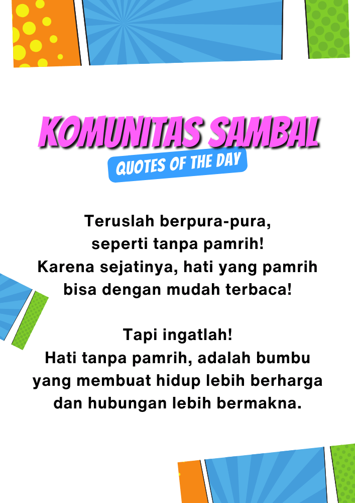 KOMUNITAS SAMBAL - Solidaritas Anak Muda Berbasis Ahlak dan Loyalitas hati tanpa pamrih