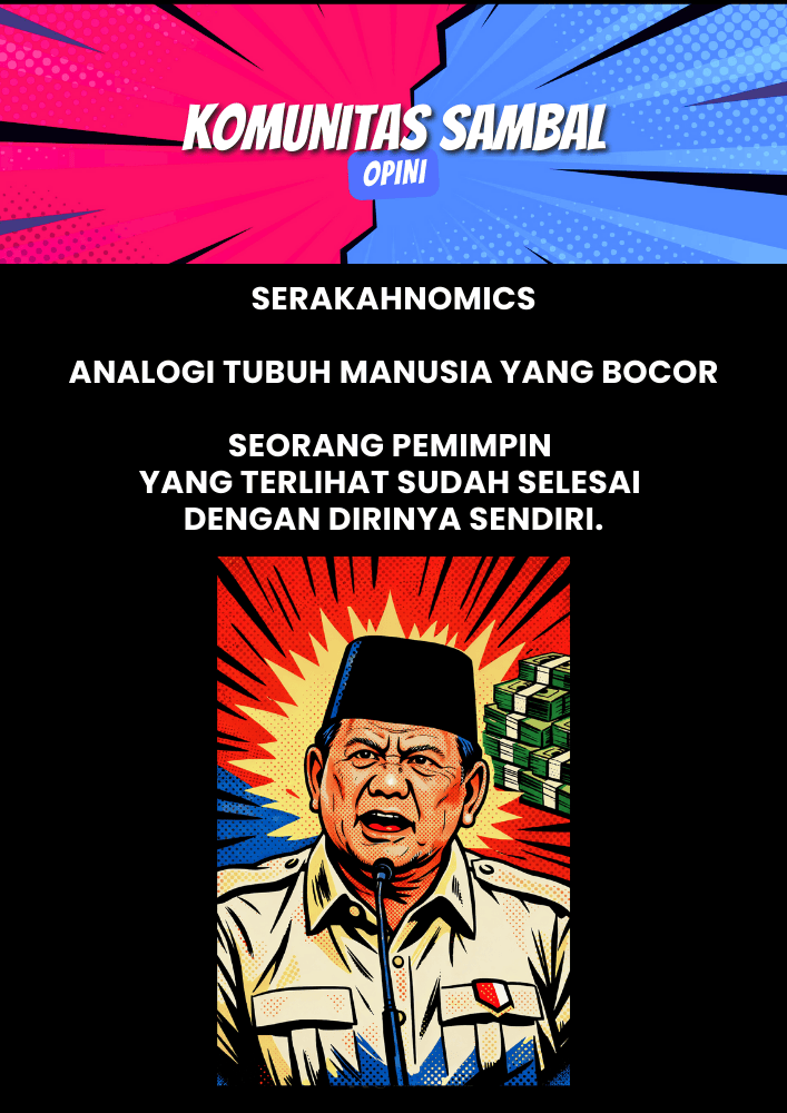 Serakahnomics, Analogi Tubuh Manusia yang Bocor, Seorang Pemimpin yang Terlihat Sudah Selesai Dengan Dirinya Sendiri