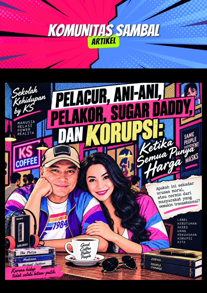 KOMUNITAS SAMBAL - Solidaritas Anak Muda Berbasis Ahlak dan Loyalitas Pel4cur, Ani-4ni, Pel4k0r, Sug4r daddy dan Korupsi: Ketika Semua Punya Harga